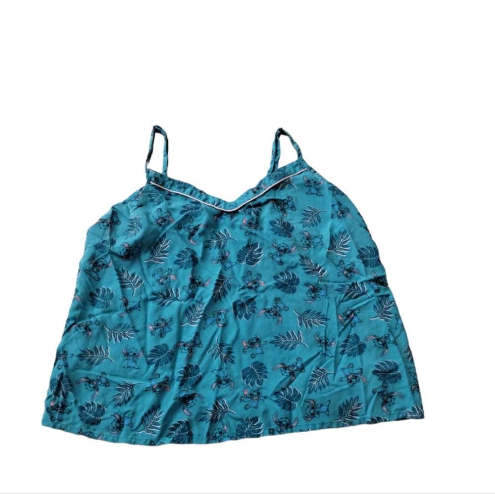 Disney  LILO AND STITCH Teal Blue PJ Pajama Night Sleep Wear Shirt Tank Top Girl